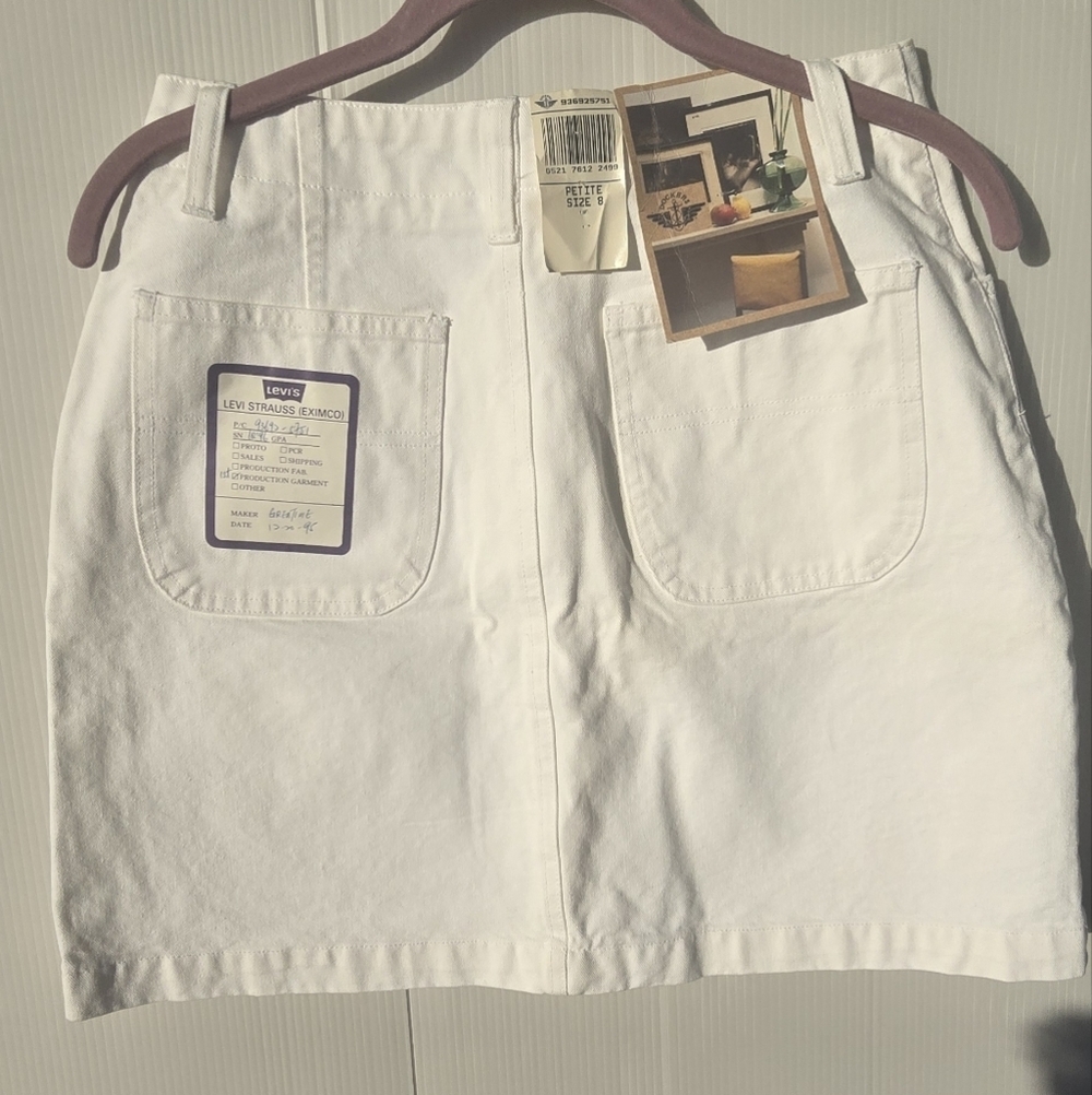 Vintage 1 Production Garment Dockers White Denim Skirt - Picture 2 of 7